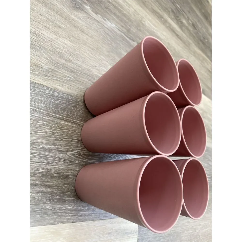 Vintage Set of 6 Tupperware 12 oz Tumblers 873 15 Pink